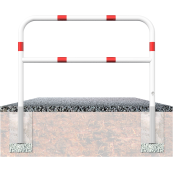 Access barriers | removable and revolving | with triangular locking mechanism | with quarter-bend bar | hot-dip galvanized and white coatedwith red reflecting stripes | total width: 1500 mm